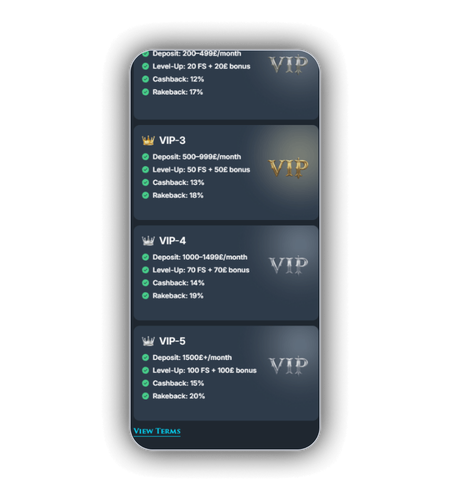 WinWinter VIP Club ladder from VIP-1 Bronze through VIP-5 Diamond